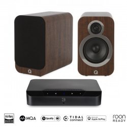 Bluesound POWERNODE EDGE integruotas stiprintuvas su Q Acoustics Q3020i kolonėlėmis