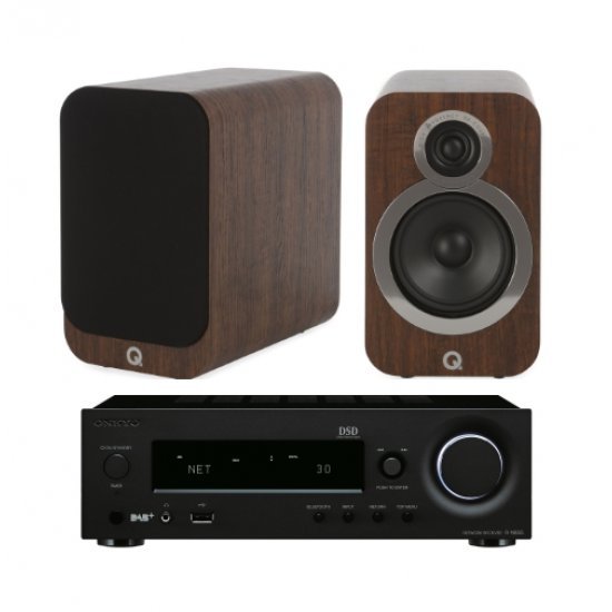 Onkyo R-N855 stereo stiprintuvas su Q Acoustics Q3020i kolonėlėmis Onkyo R-N855 stereo stiprintuvas su Q Acoustics Q3020i kolonėlėmis