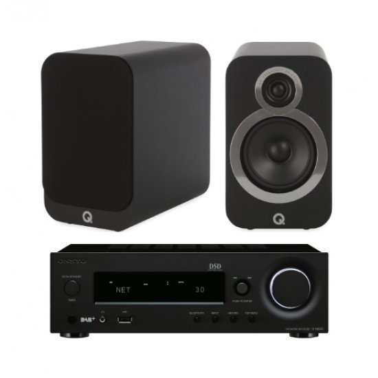 Onkyo R-N855 stereo stiprintuvas su Q Acoustics Q3020i kolonėlėmis Onkyo R-N855 stereo stiprintuvas su Q Acoustics Q3020i kolonėlėmis