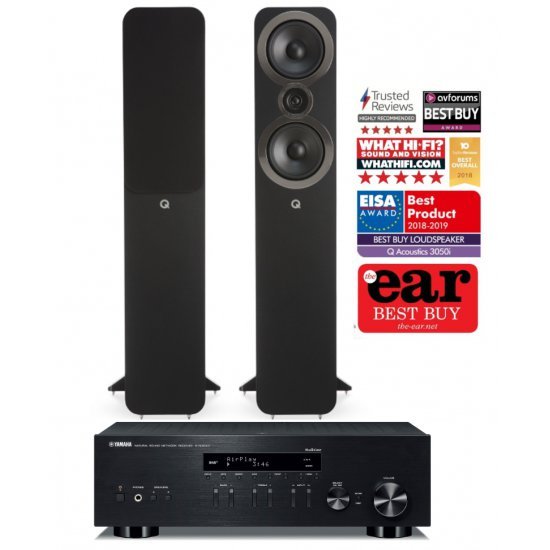 Yamaha R-N303D stereo stiprintuvas su Q Acoustics Q3050i kolonėlėmis Yamaha R-N303D stereo stiprintuvas su Q Acoustics Q3050i kolonėlėmis