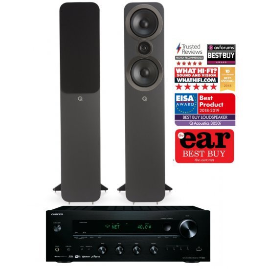 Onkyo TX-8250 stereo stiprintuvas su Q Acoustics Q3050i kolonėlėmis Onkyo TX-8250 stereo stiprintuvas su Q Acoustics Q3050i kolonėlėmis