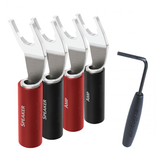 AudioQuest SureGrip 100 Multi-Spade Silver šakutės tipo kištukai